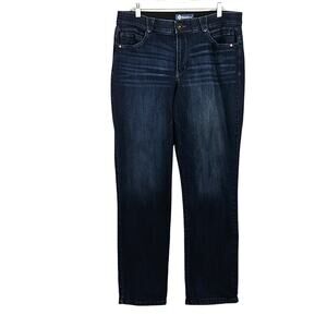 Democracy Ab Solution Mid Rise Straight Leg Jeans Indigo Sz 16 EUC